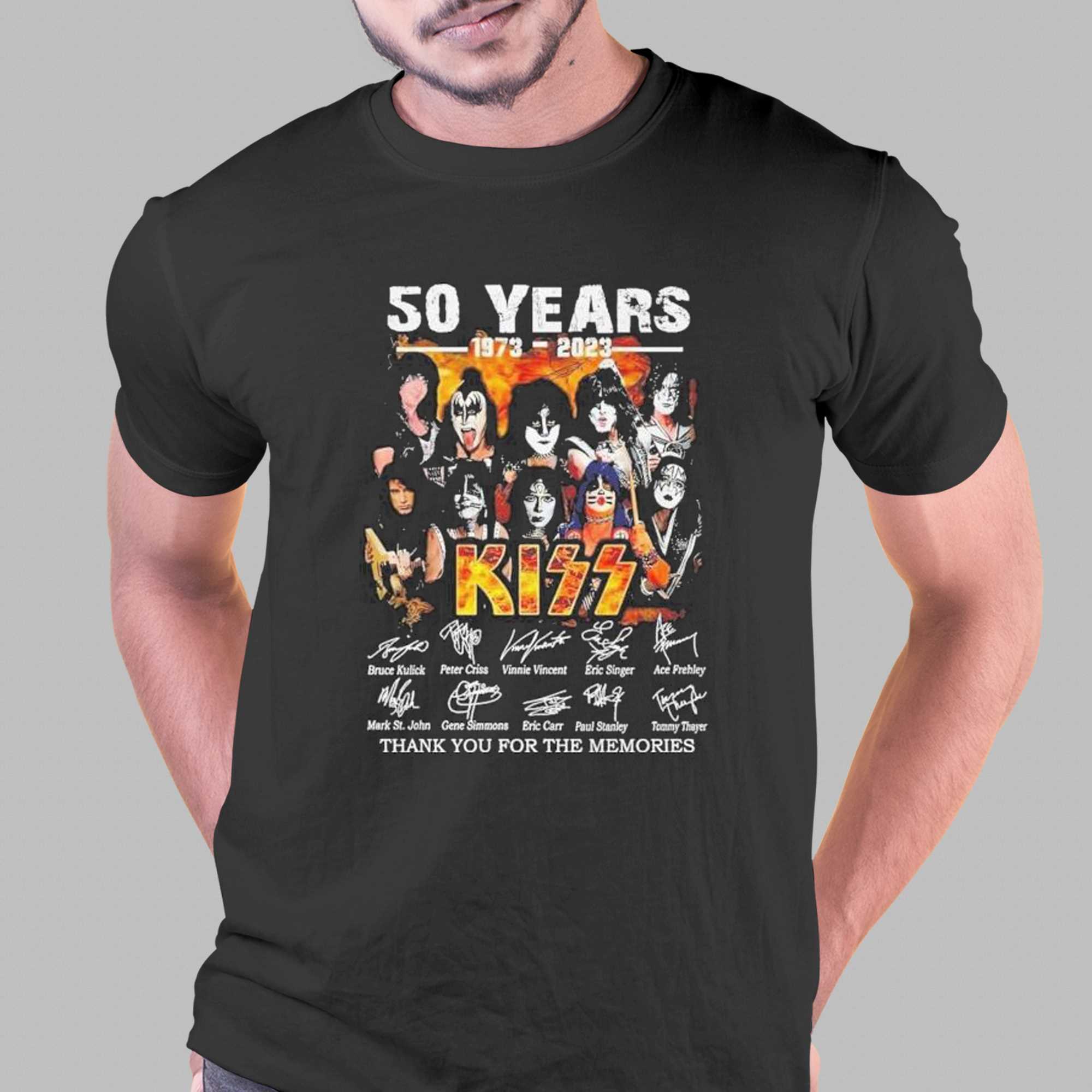 edificio acuerdo Punta de flecha 50 Years 1973 2023 Kiss Band Thank You For The Memories Signatures Shirt -  Shibtee Clothing