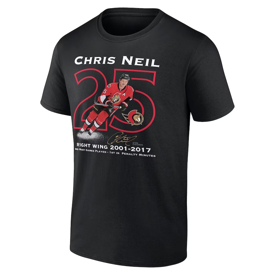 Chris Neil Ottawa Senators Fanatics Branded Number Retirement T-shirt 