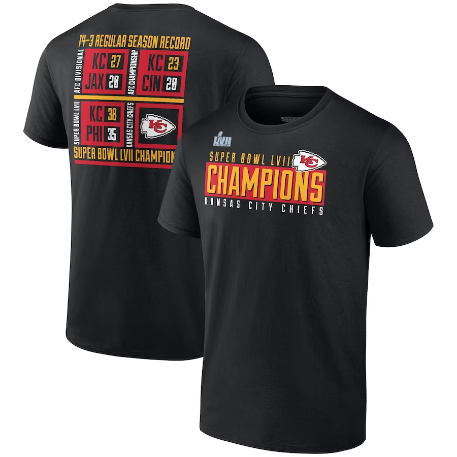 Kansas City Chiefs Fanatics Branded Super Bowl Lvii Champions Scoreboard Showcase T-shirt 
