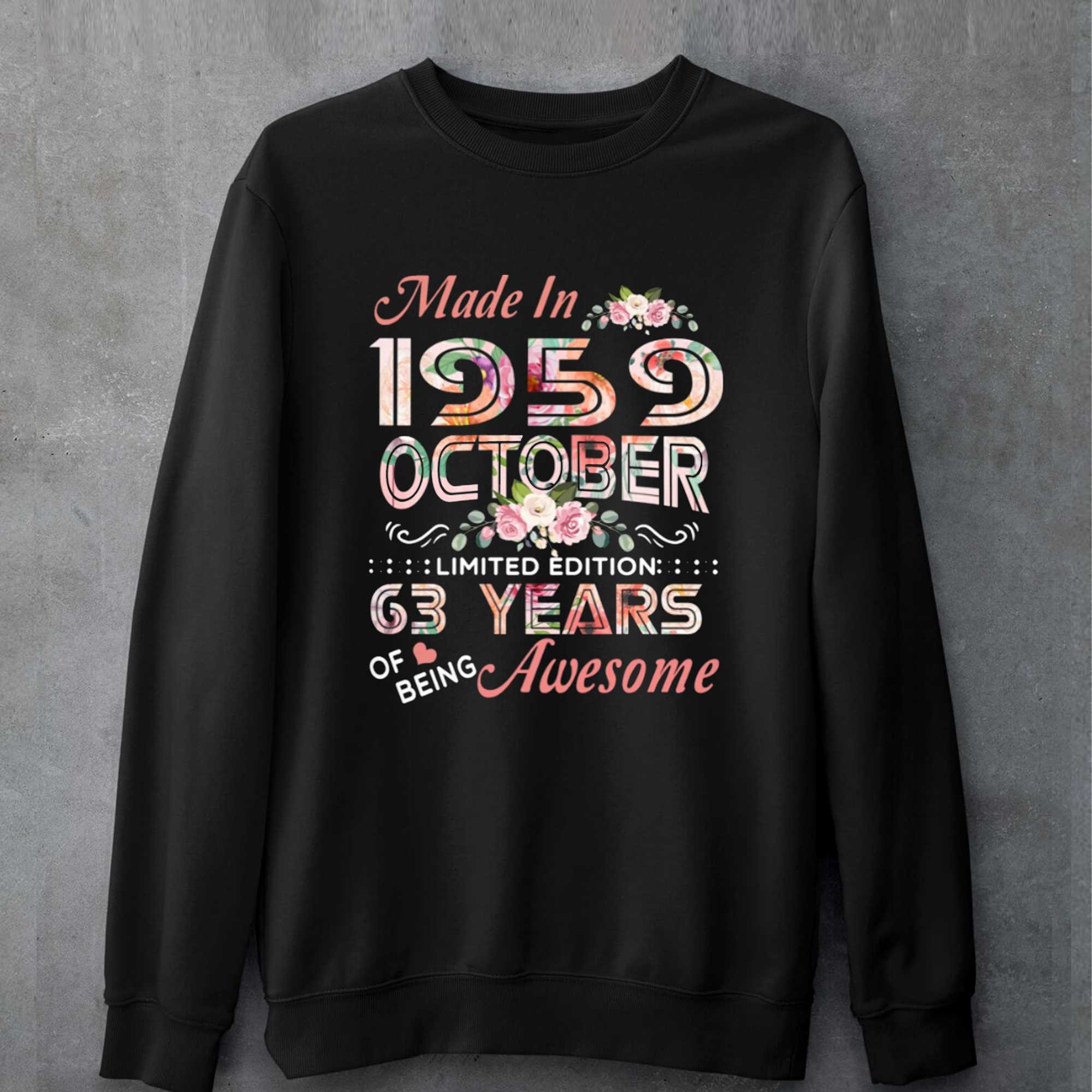 Made In 1959 October 63 Years T-shirt 