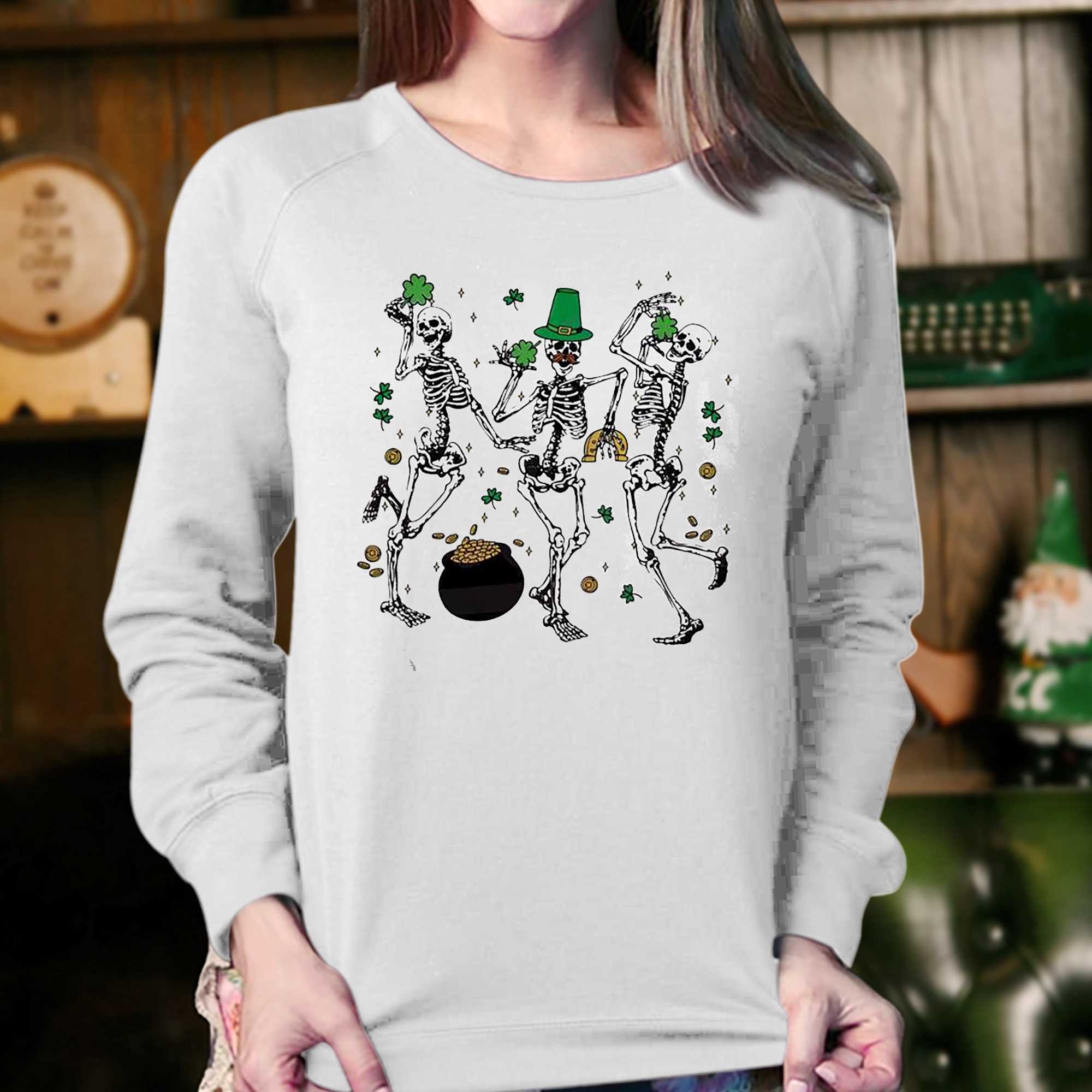 St Patricks Day Dancing Skeleton Funny Irish Skeleton Shirt 
