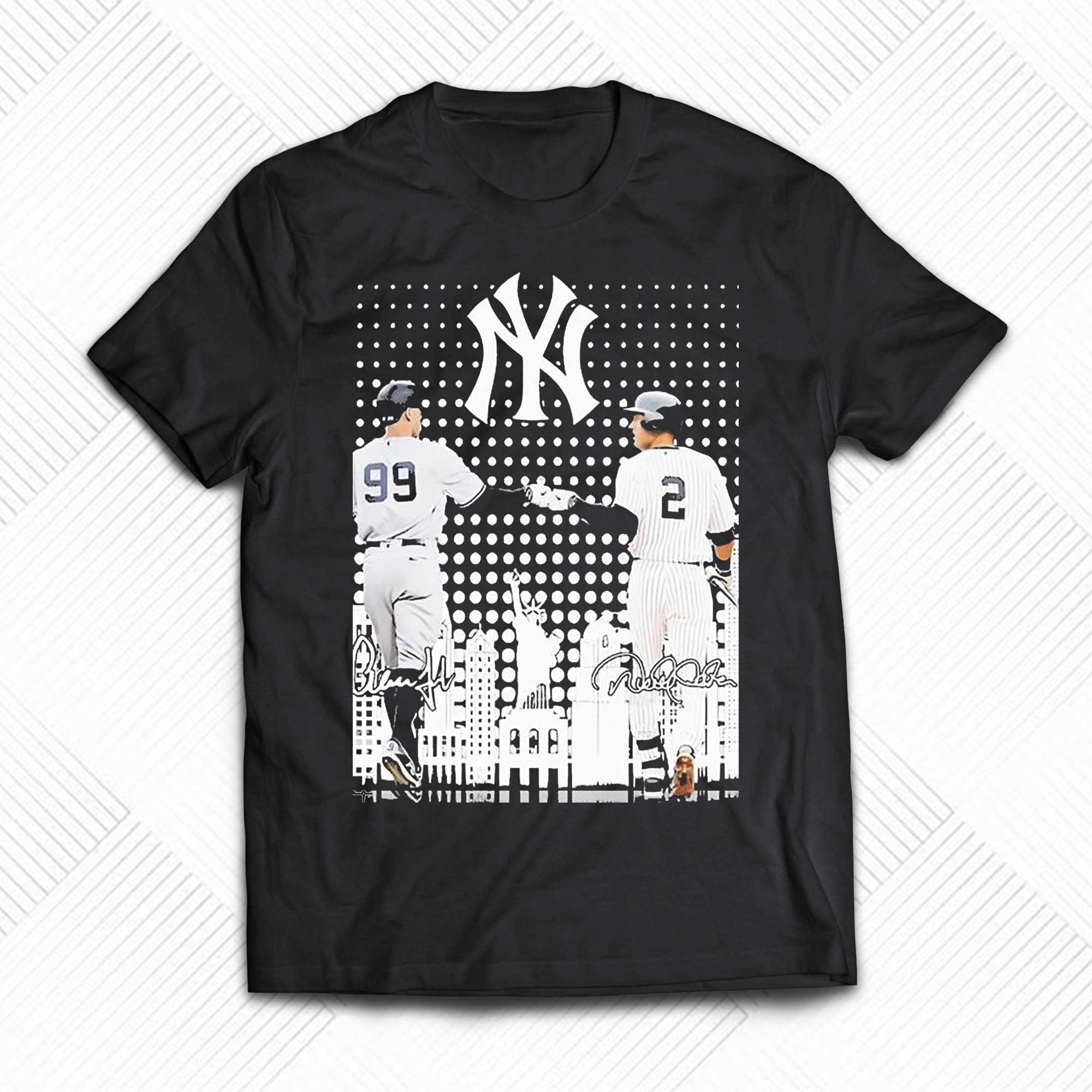 99 Aaron Judge And 2 Derek Jeter New York Yankees Skyline Signatures Shirt  - Shibtee Clothing