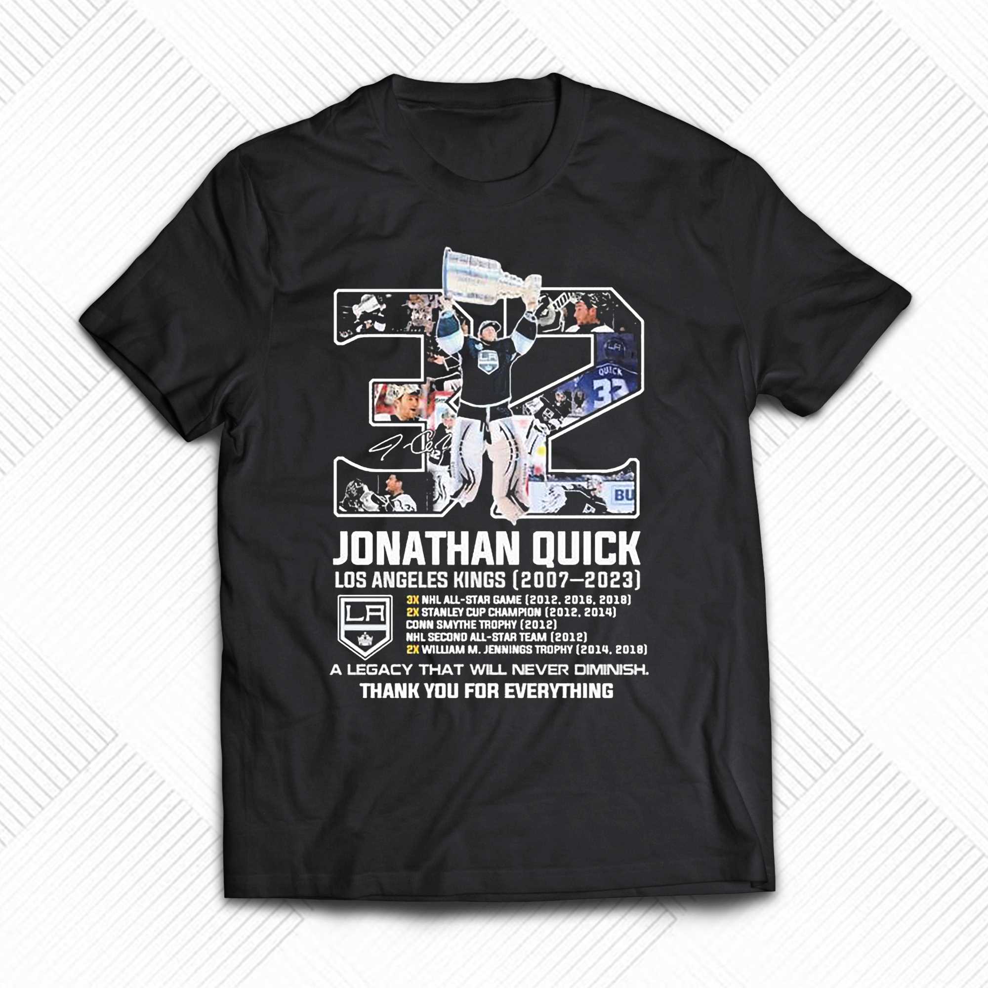 Jonathan Quick Los Angeles Kings 2007-2023 Thank You For The Memories  Signatures Shirt - Shibtee Clothing