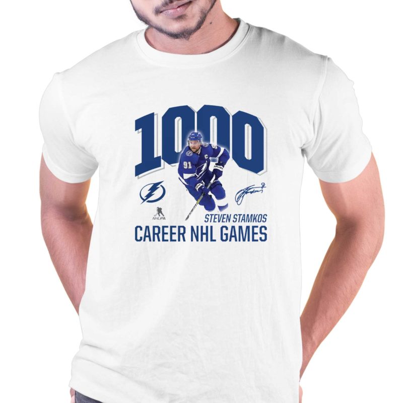 Steven Stamkos Tampa Bay Lightning Fanatics Branded 1000 Career Games  T-Shirt - Shibtee Clothing