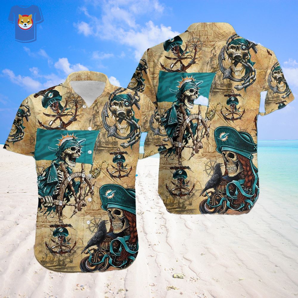 Miami Dolphins Button-Down Shirts Men's Casual Hawaiian T