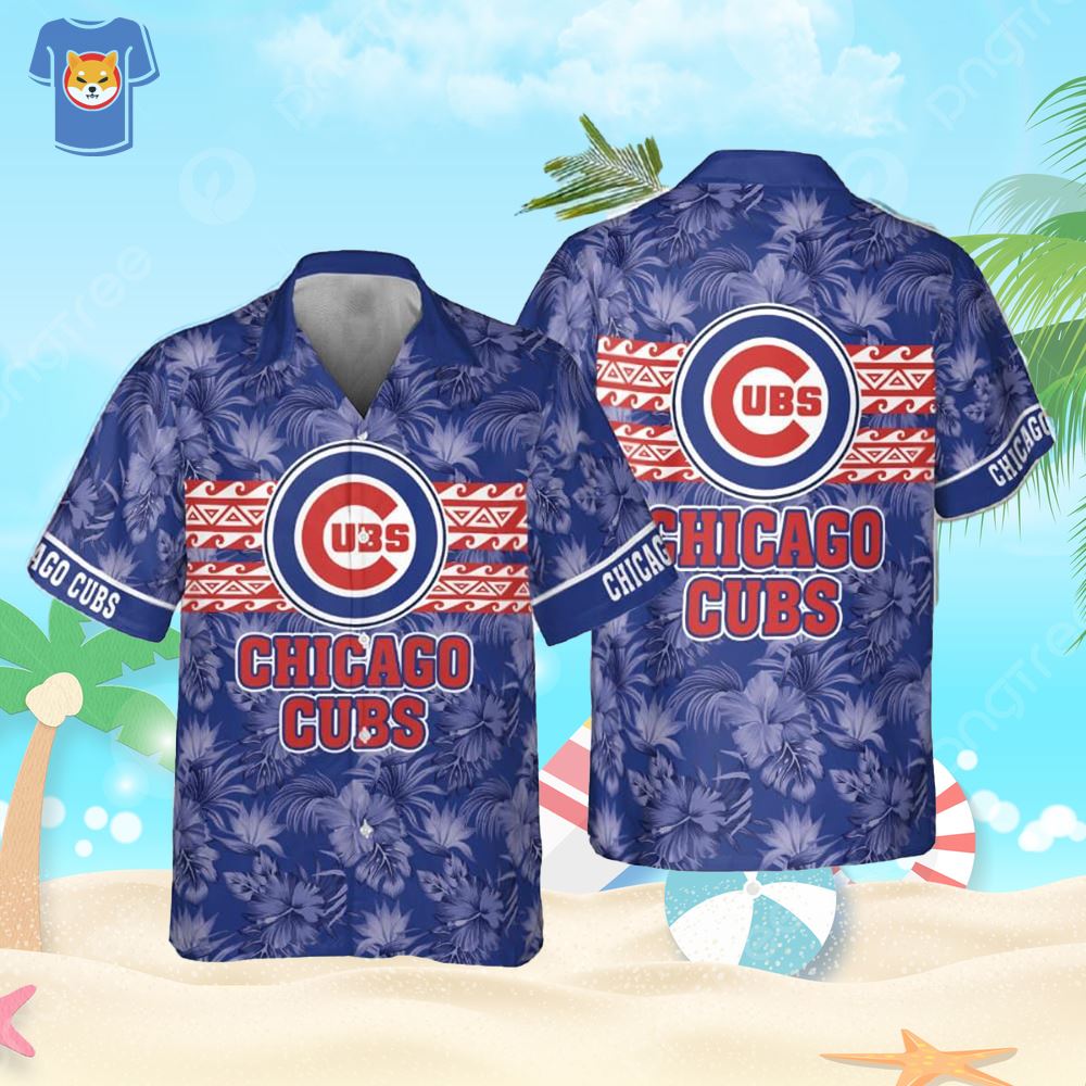 Cubs Hawaiian Shirt Hibiscus Flower Pattern Chicago Cubs Gift