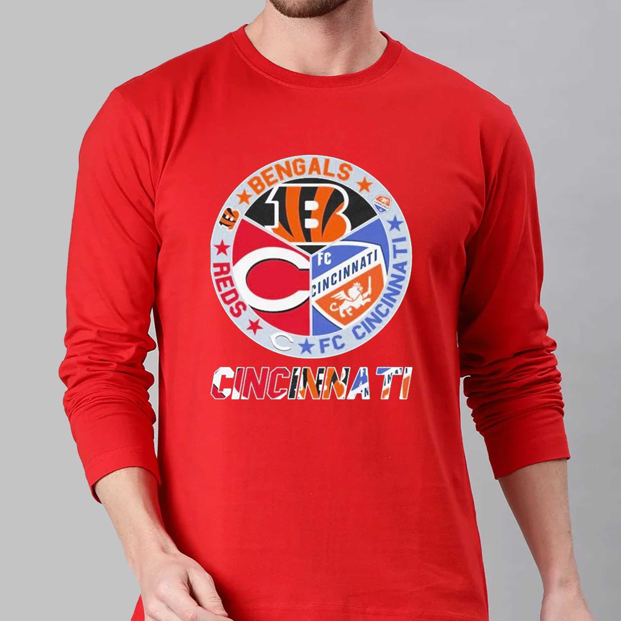 Cincinnati Circle Logo Sport Teams Bengals Reds Unisex Tshirt