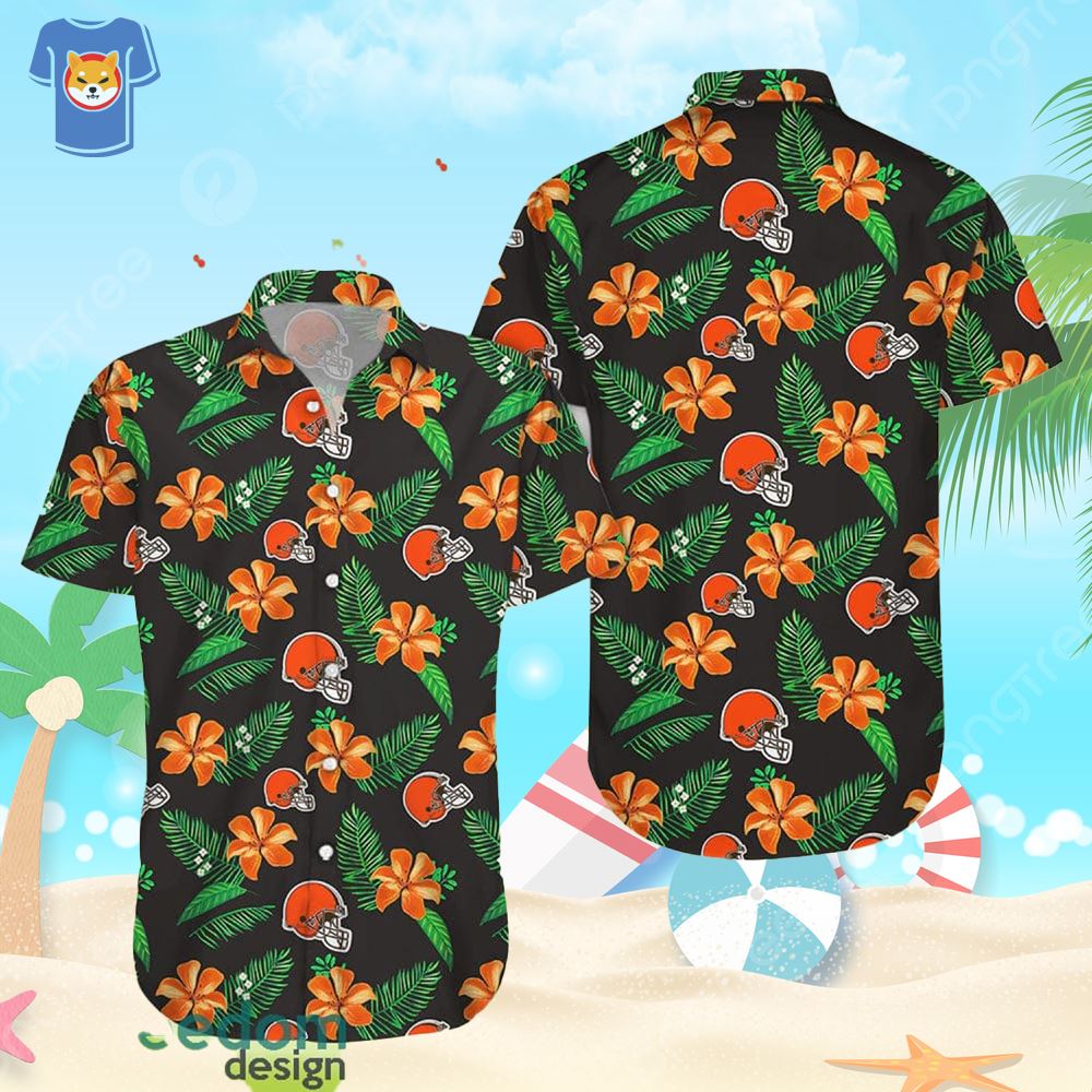 BEST SALE Cleveland Browns Hawaiian Shirt Tropical Leaf Aloha