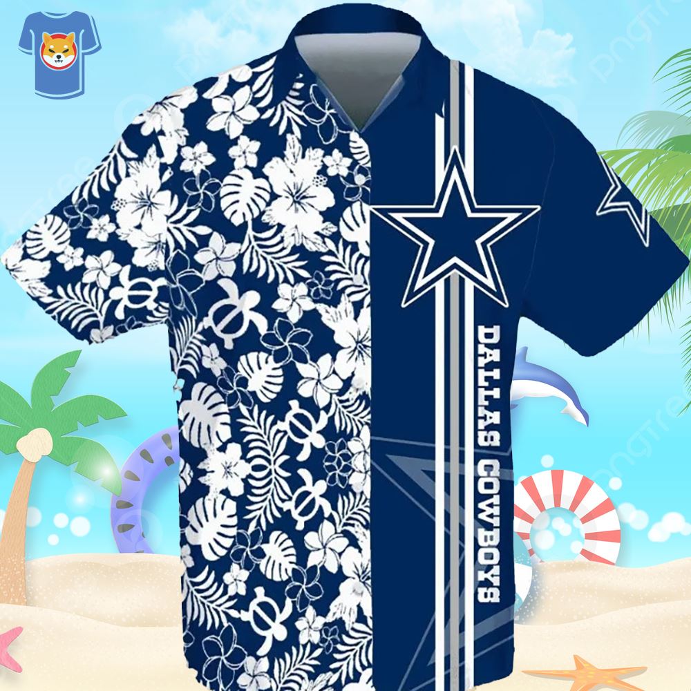 Dallas Cowboys Hawaiian Shirt Flower And Turtle Pattern Summer Beach Gift