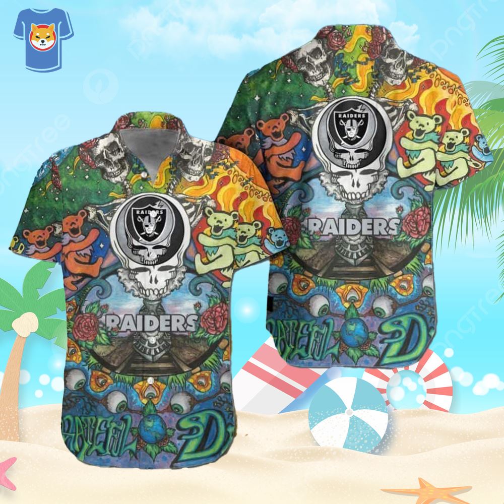 Grateful Dead Nfl Las Vegas Raiders Hawaiian Shirt - Shibtee Clothing