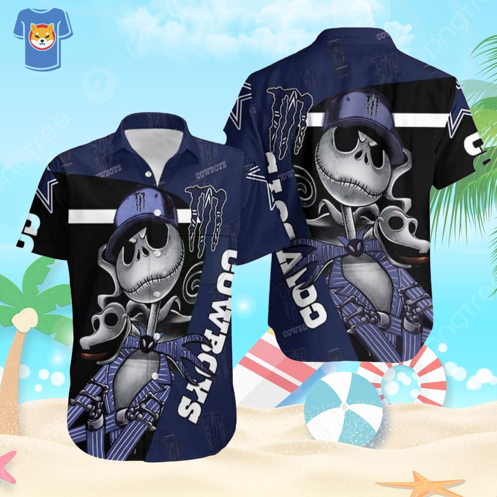 Dallas Cowboys Skull & Hibiscus Hawaiian Shirt, Unique NFL