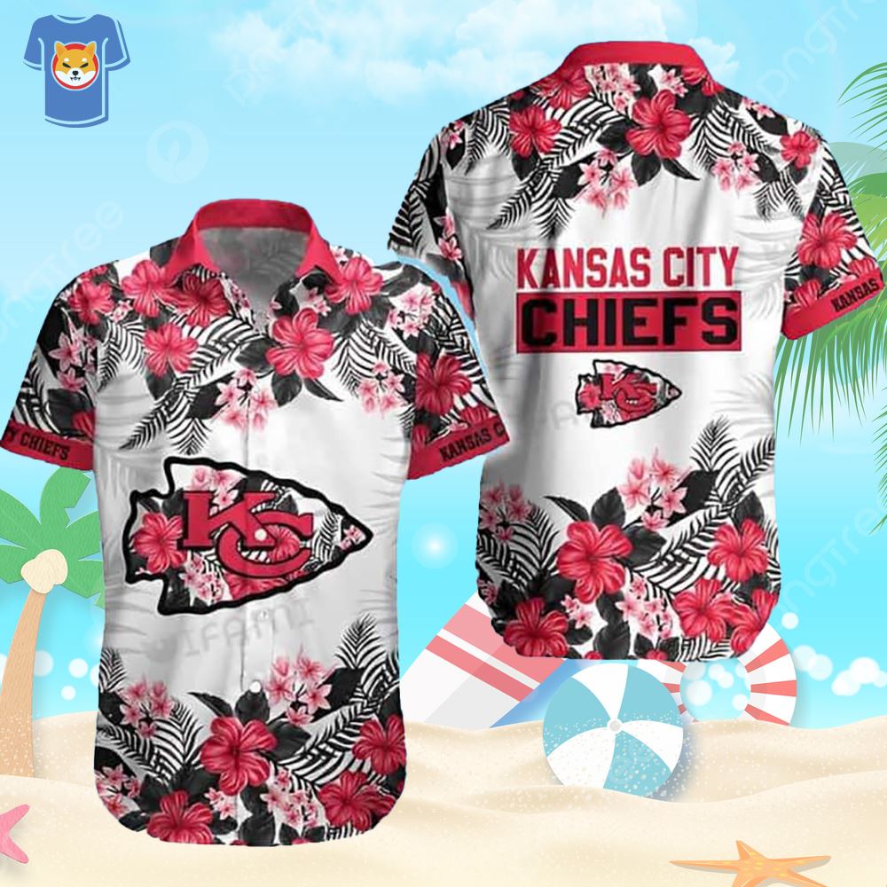 Kansas City Chiefs Hawaiian Shirt Red Hibiscus Flowers All Over Print -  Shibtee Clothing