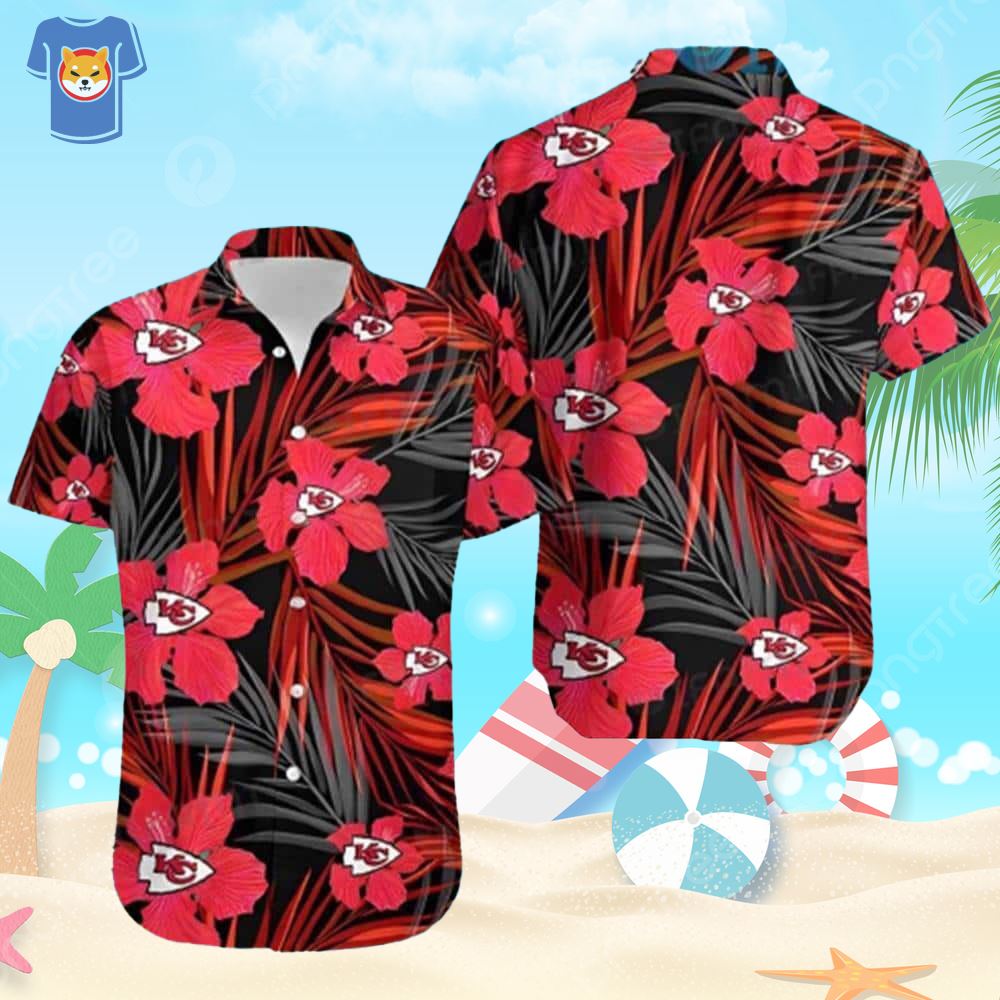 Lægge sammen Terminologi prik Kansas City Chiefs Hawaiian Shirt Red Hibiscus Flowers Pattern - Shibtee  Clothing