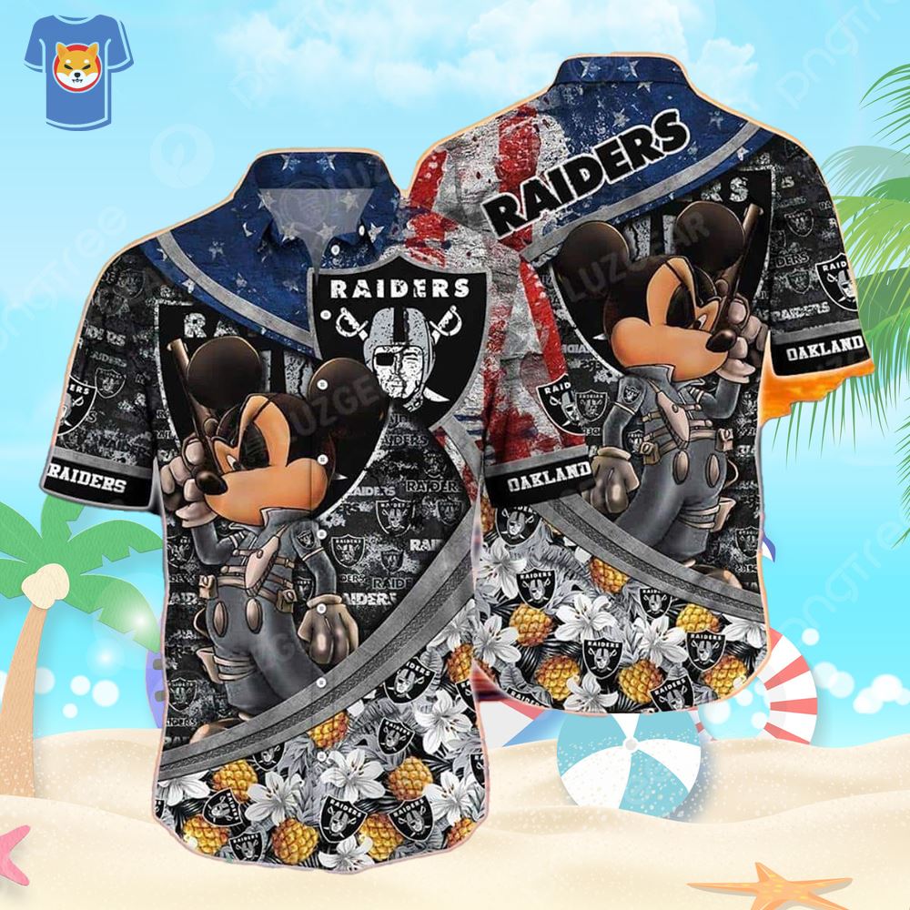 Nfl Las Vegas Raiders Hawaiian Shirt Tropical Flower Pattern