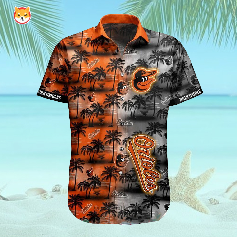Baltimore Orioles Logo Orange Hawaiian Shirt