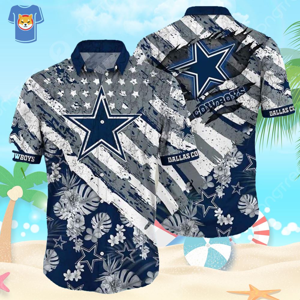 Nfl Dallas Cowboys Hawaiian Shirt American Flag Football Gift For