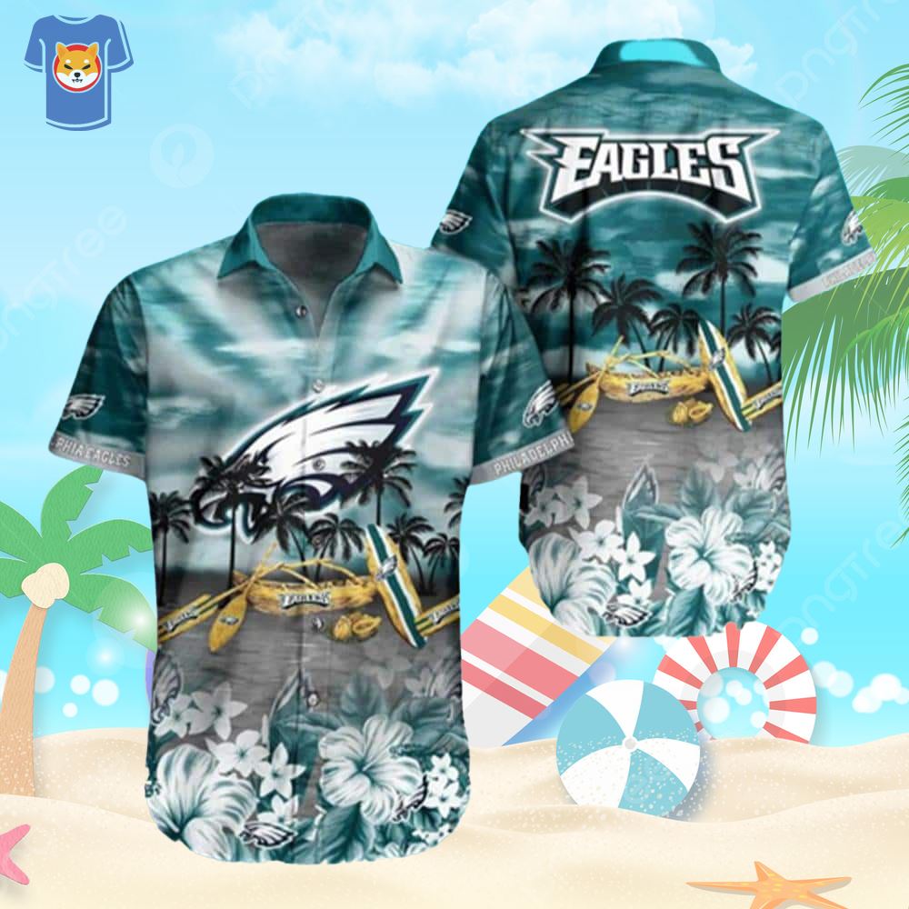 Nfl Philadelphia Eagles Hawaiian Shirt Hibiscus Pattern Trendy Summer Gift  - Shibtee Clothing