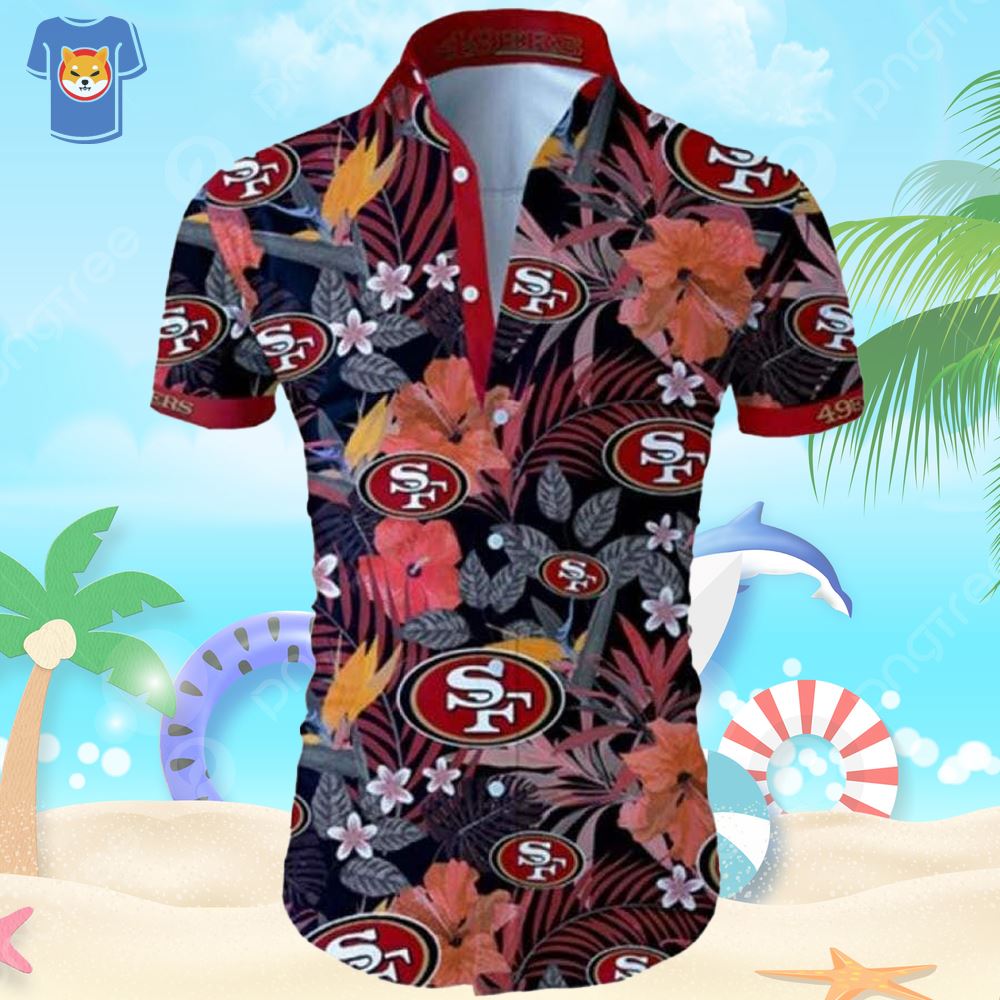 San Francisco 49ers 2 Piece Hawaiian Shirts Beach Shorts Set