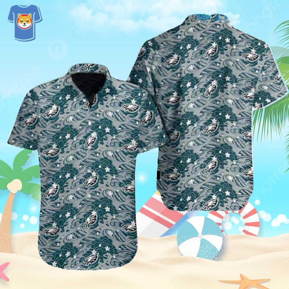 Philadelphia Eagles Mens Hawaiian Outfits 2 Pcs Button Down Shirt Summer  Shorts