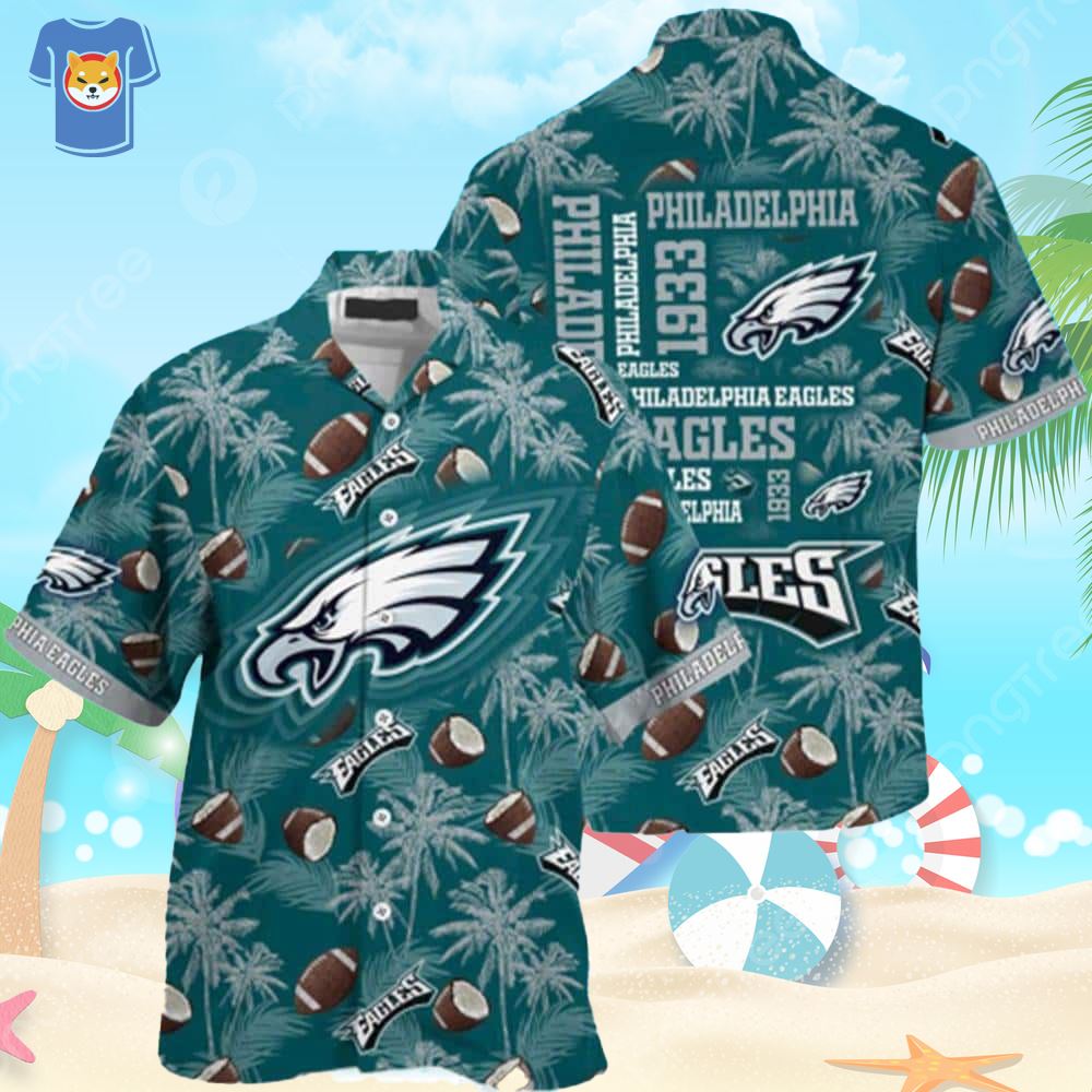Philadelphia Eagles Hawaiian Shirt Coconut Tree Pattern Best Beach Gift