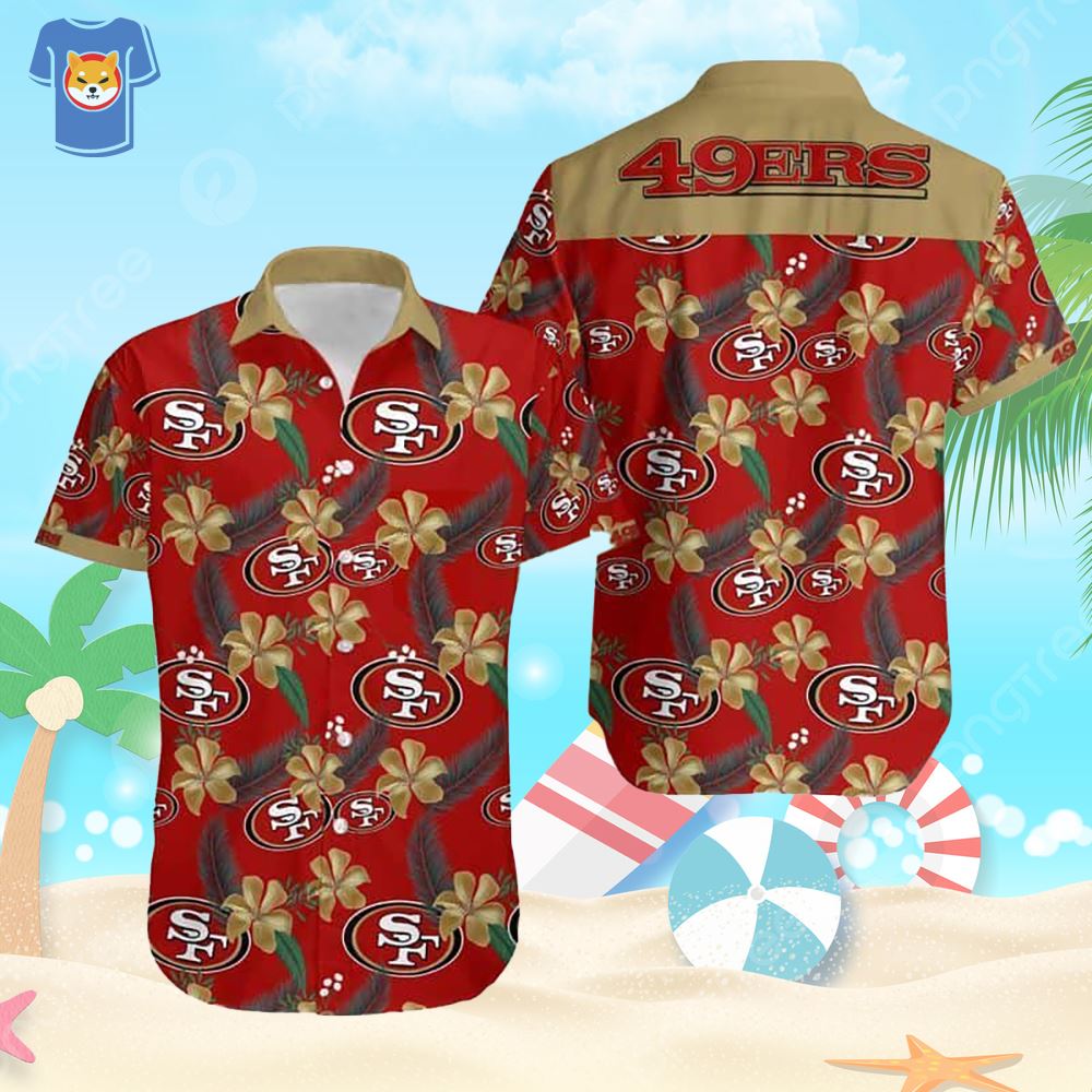 49ers Hawaiian Shirt White And Red Coconut Tree San Francisco