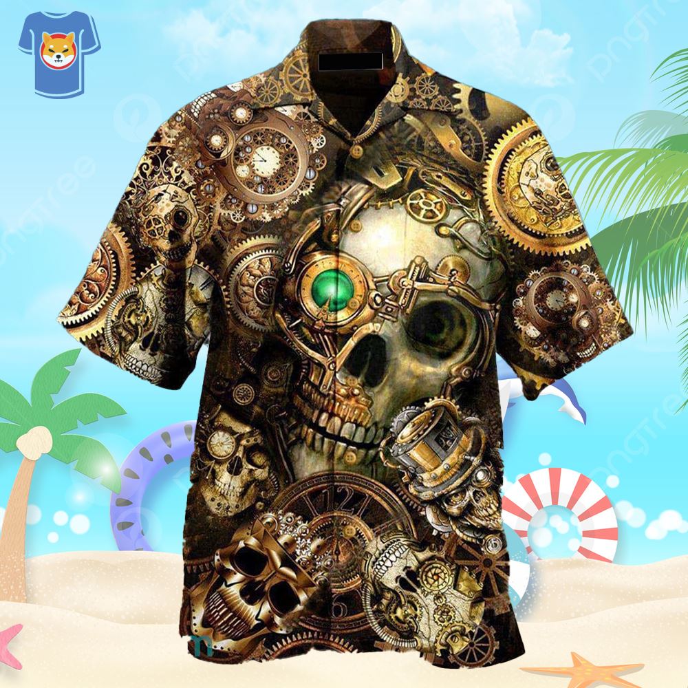 Tropical Hawaiian Shirts for Men Women - Skull Button Down Mens Hawaiian Shirts Short Sleeve Set 18