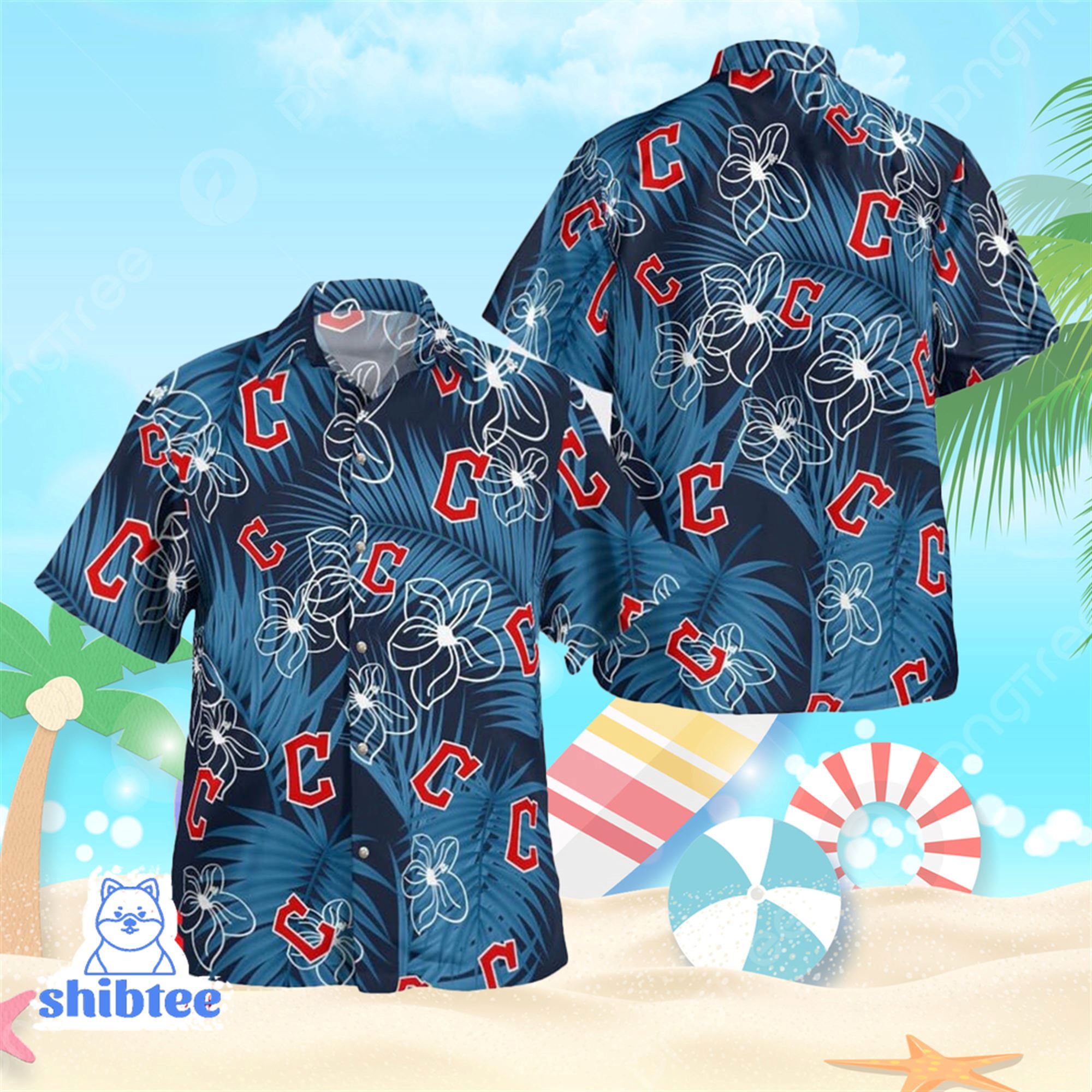 2023 Cleveland Guardians Flower Hawaiian Shirt - Shibtee Clothing