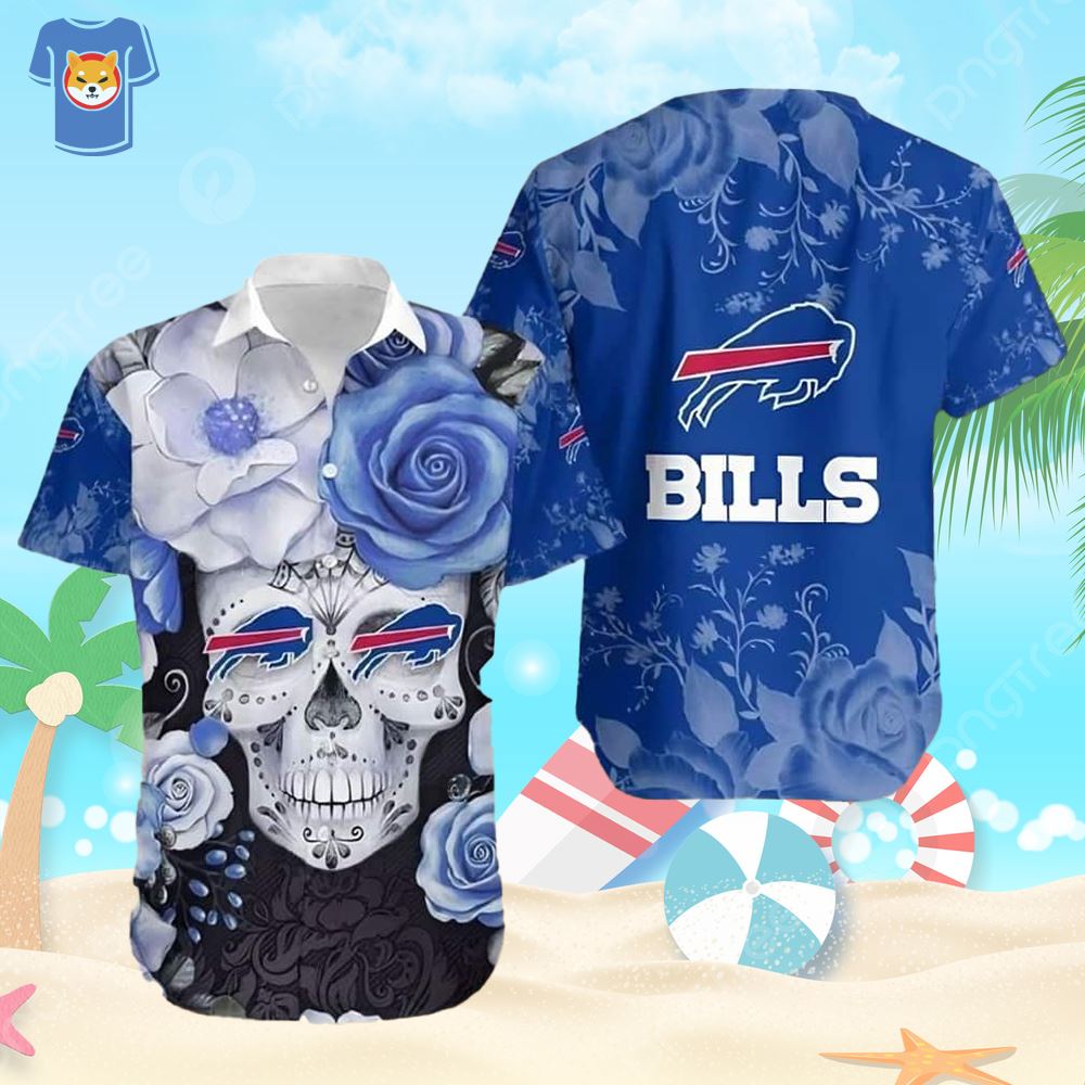 Buffalo Bills Hawaiian Shirt Skull Flower Pattern Gift For Football Players