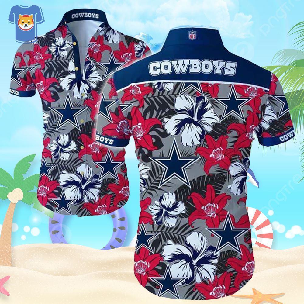 Dallas Cowboys Hawaiian Shirt Tropical Flower Pattern All Over