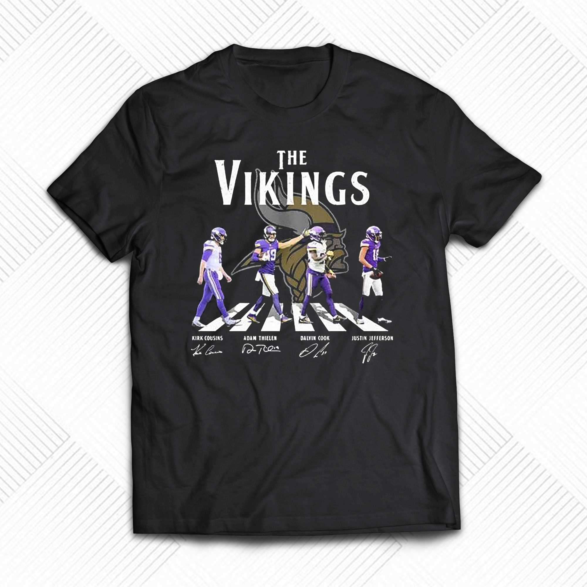 The Vingkings Abbey Road Kirk Cousins Adam Thielen Dalvin Cook And Justin  Jefferson Shirt - Shibtee Clothing