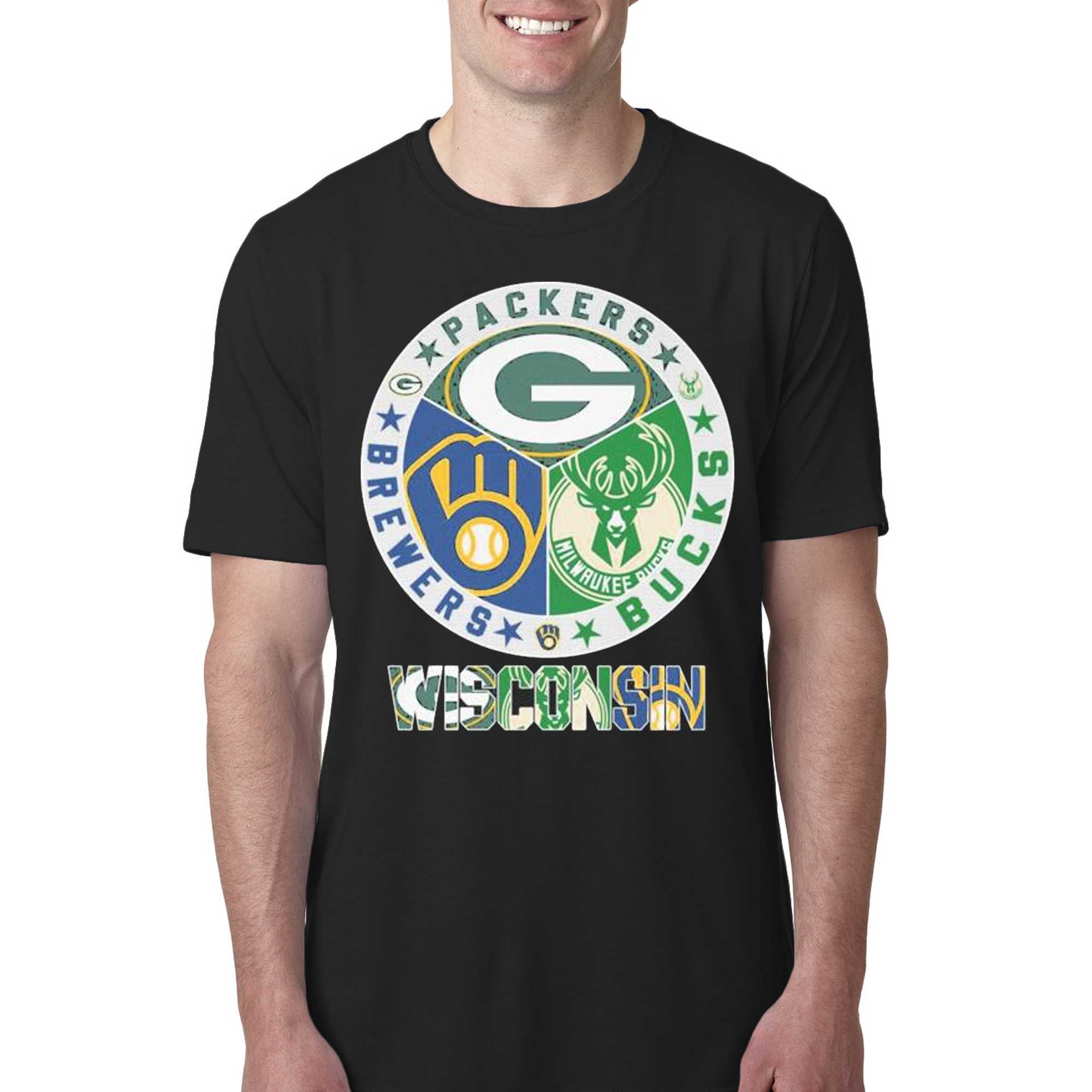 Wisconsin Packers Wisconsin Brewers Wisconsin Bucks T-shirt