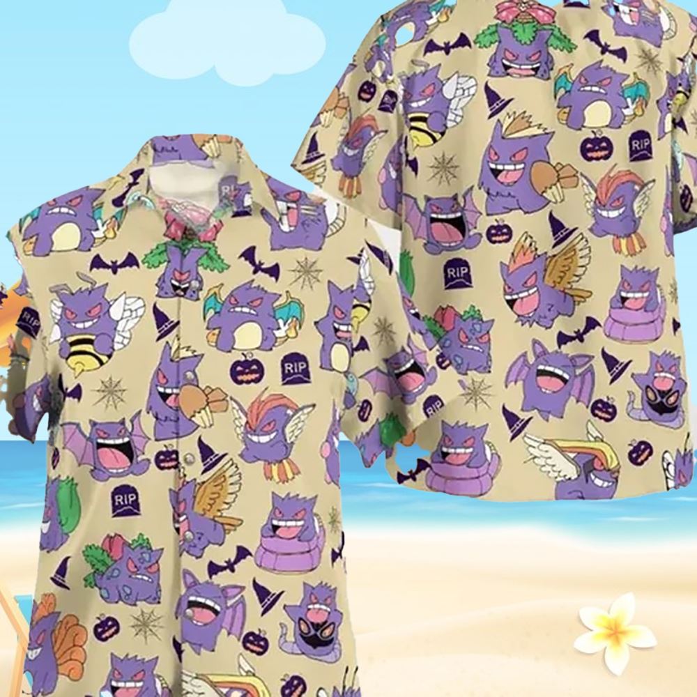 Pokemon Hawaiian Shirt Gengar Shirt Purple New Pokémon Gengar Hawaiian Shirt  Ghost Pokemon Hawaiian Shorts Pokemon Button Up Shirt Pokemon Shirts For  Adults Gengar Button Up Shirt - Laughinks