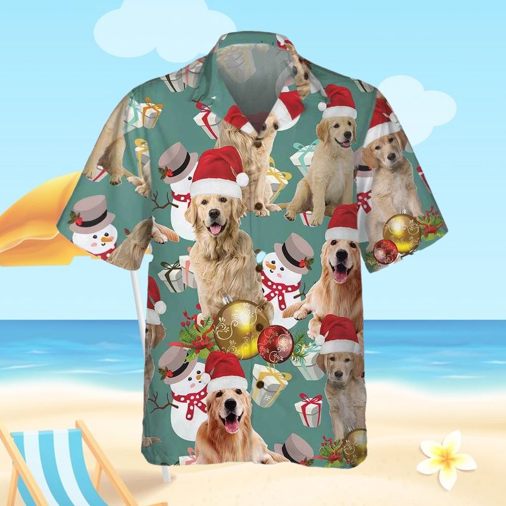 Golden Retriever Dog Funny Hawaiian Shirt