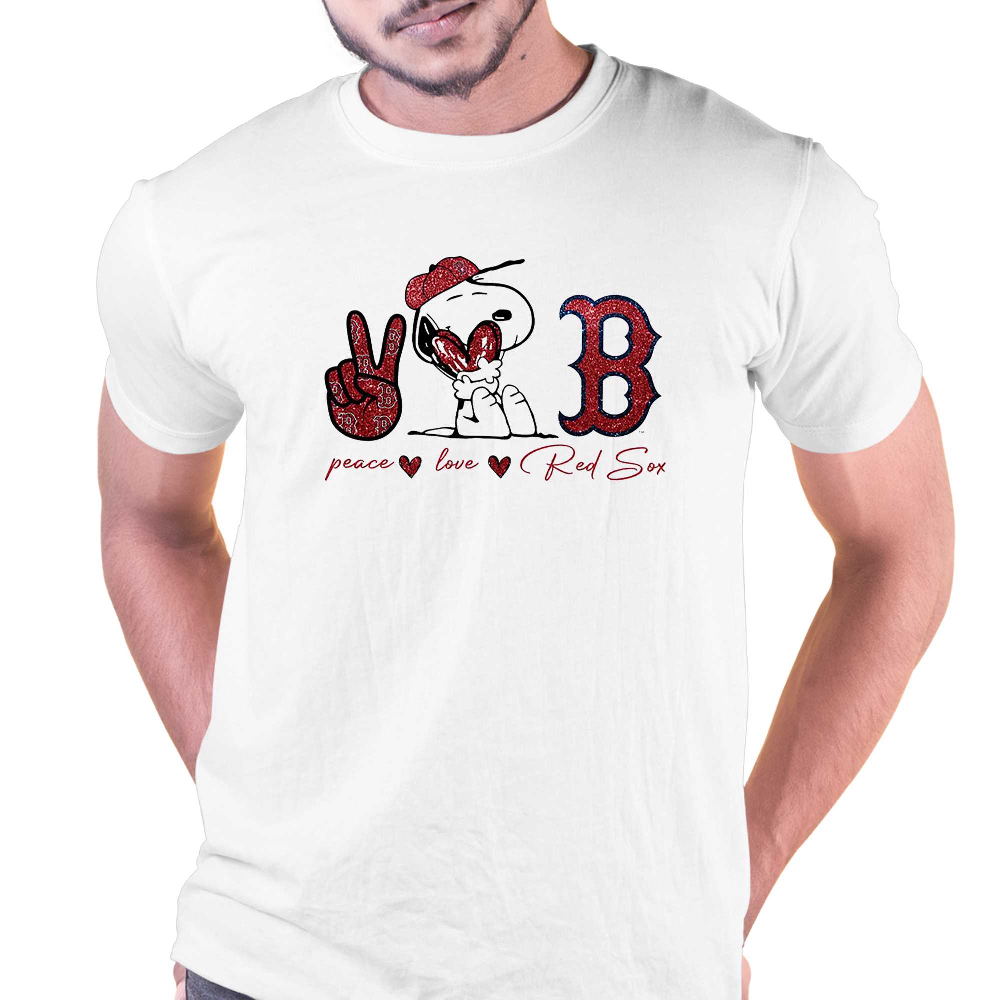 Snoopy Boston Red Sox Peace Love Red Sox Shirt - Shibtee Clothing