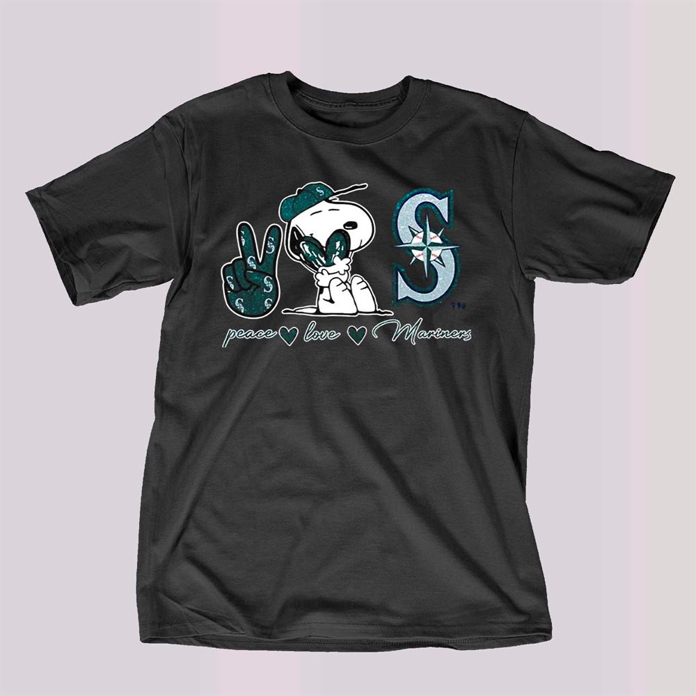 Snoopy Peace Love Seattle Mariners Shirt - Shibtee Clothing