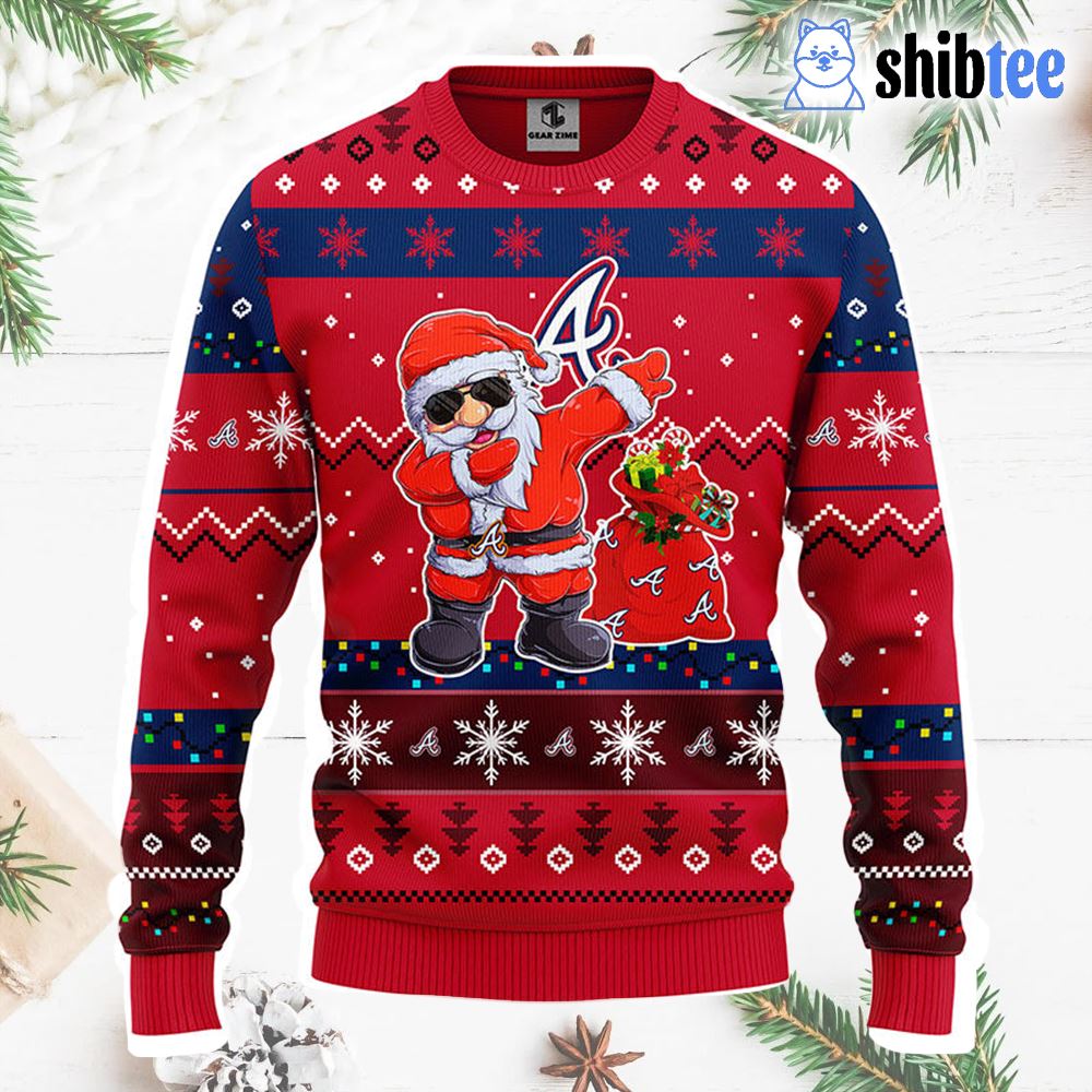 Atlanta Braves Dabbing Santa Claus Christmas Ugly Sweater - Shibtee Clothing