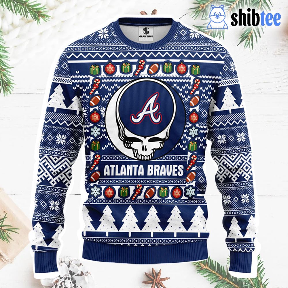 Atlanta Braves Grateful Dead Ugly Christmas Fleece Sweater