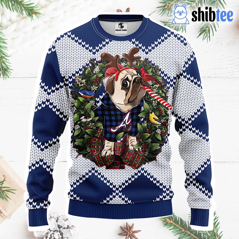 Atlanta Braves Pub Dog Christmas Ugly Sweater - Shibtee Clothing