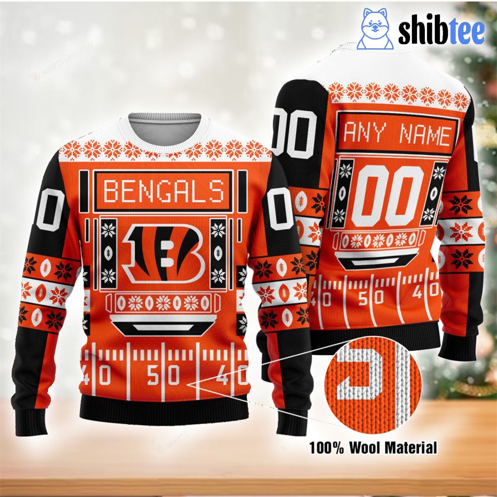 Bengals Nfl Custom Name Number Ugly Christmas Sweater - Shibtee Clothing
