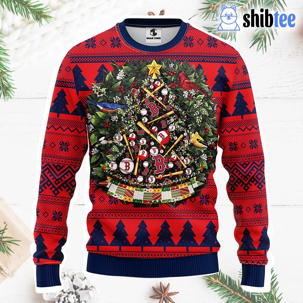 Boston Red Sox Tree Ugly Christmas Fleece Sweater - Shibtee Clothing