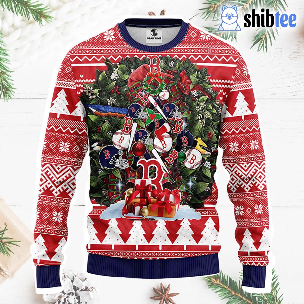 Boston Red Sox Tree Ugly Christmas Fleece Sweater - Shibtee Clothing