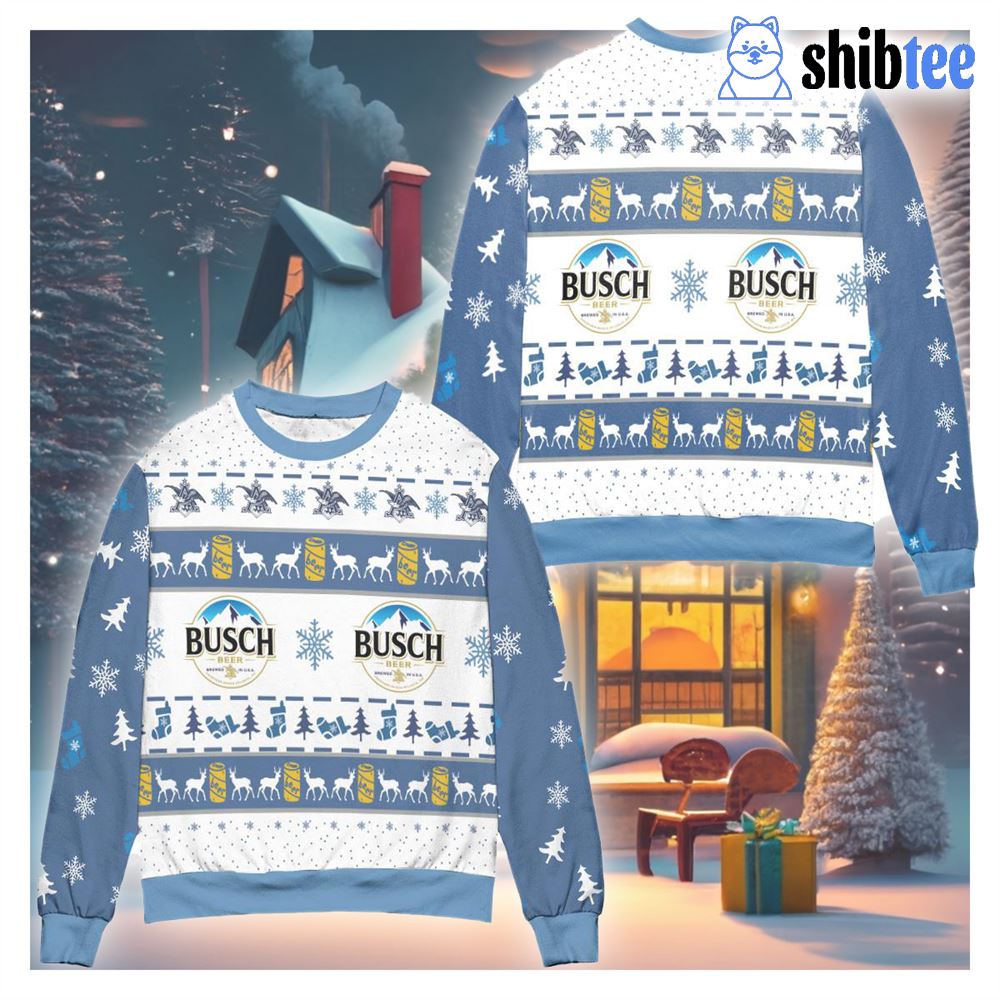 Busch Light Beer Ugly Christmas Sweater 3D