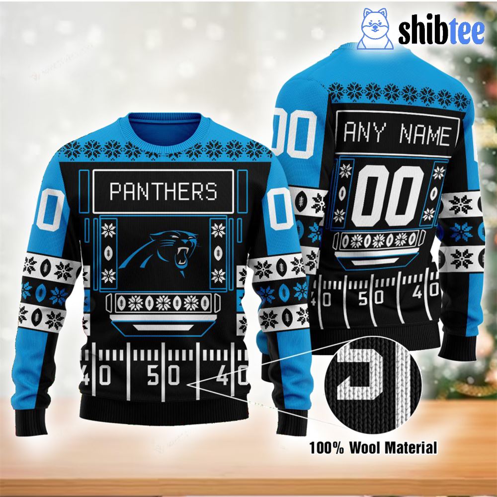 Carolina Panthers Nfl Custom Name Number Ugly Christmas Sweater