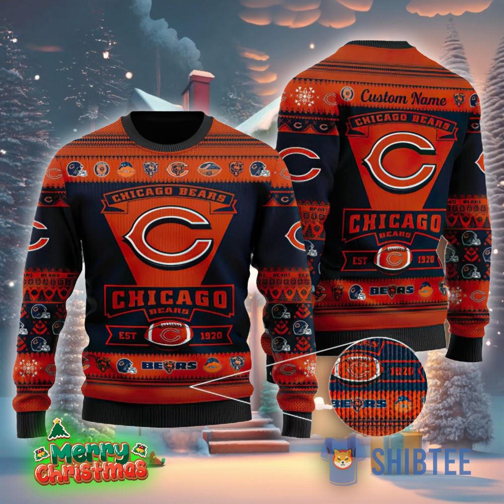 Chicago Bears Football Team Logo Custom Name Christmas Gift All