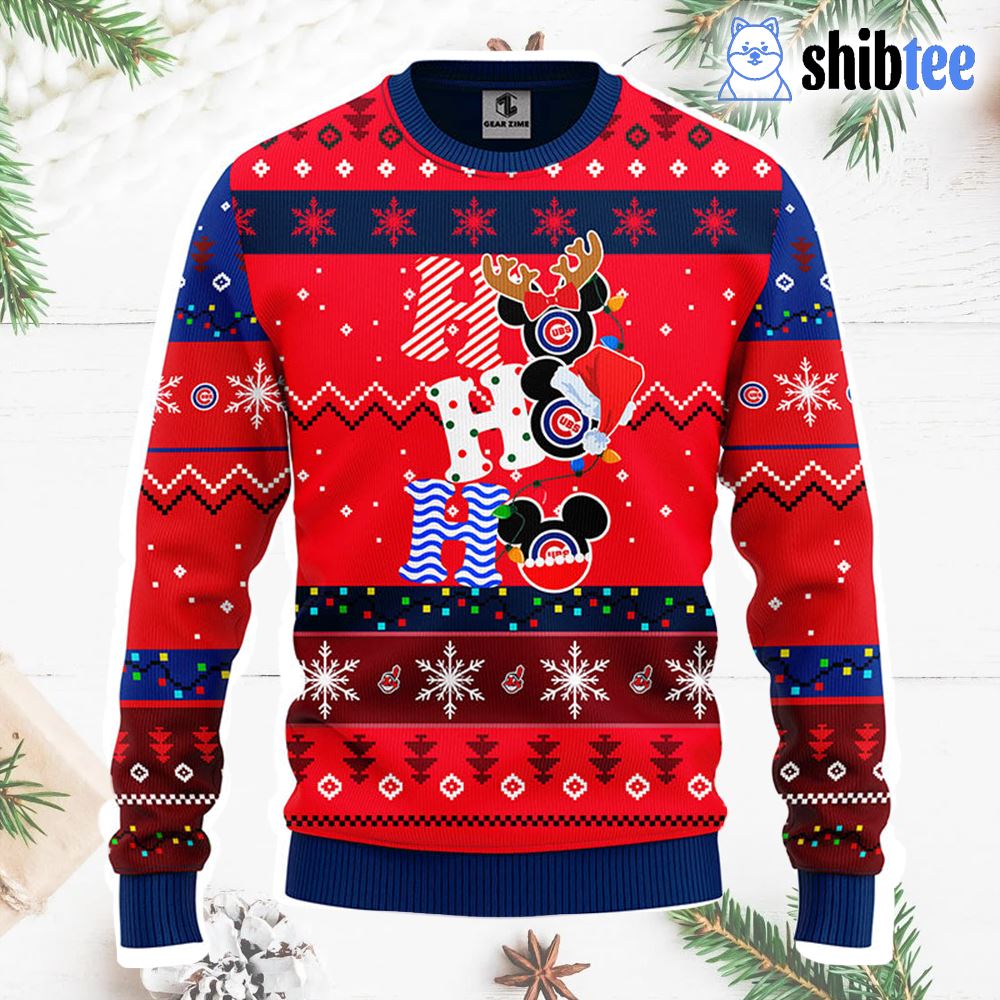 Chicago Cubs Hohoho Mickey Christmas Ugly Sweater - Shibtee Clothing