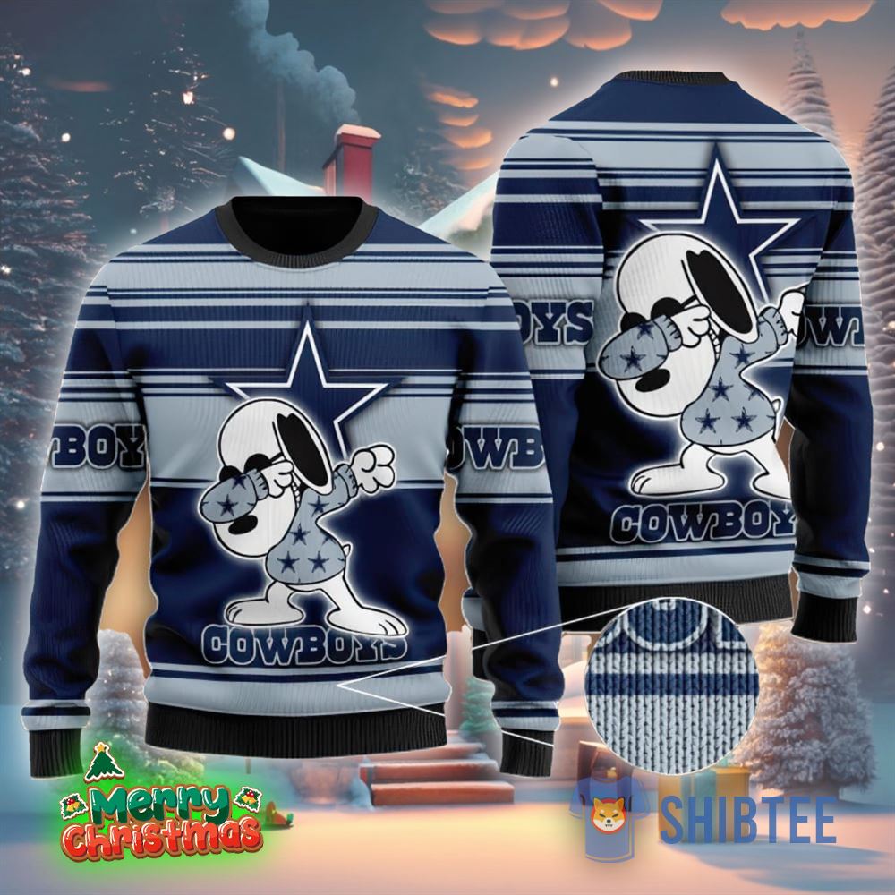 Dallas Cowboys Snoopy Dabbing Christmas Gift All Over Print Ugly Christmas  Sweater For Fans