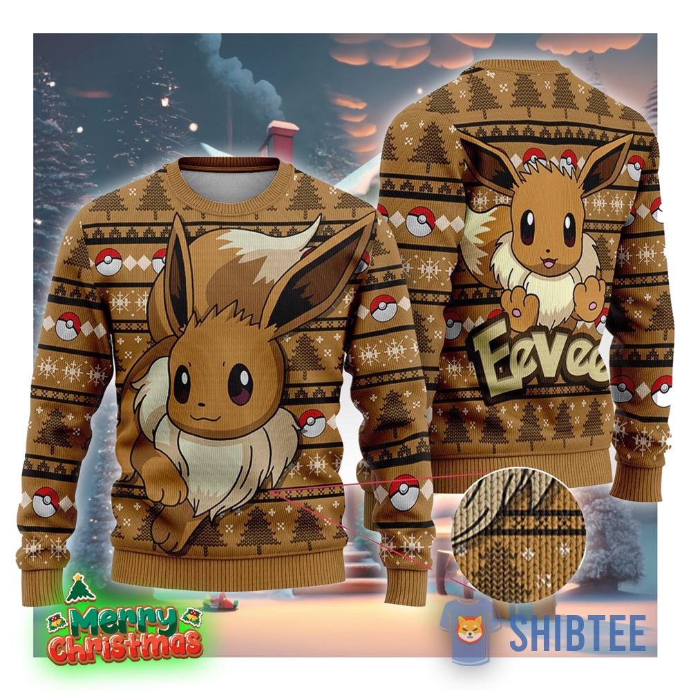 Eevee Christmas Pokemon Ugly Christmas Sweater Funny Gift Ideas