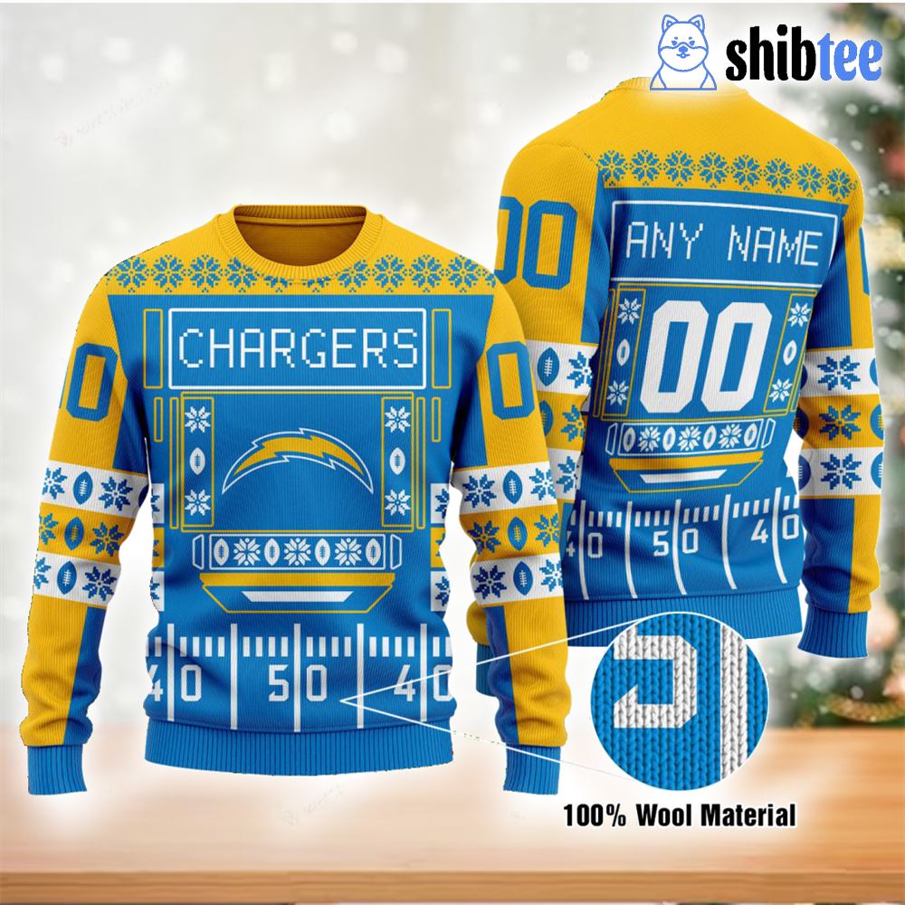 La Chargers Nfl Custom Name Number Ugly Christmas Sweater