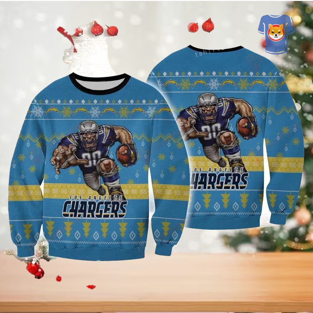 Los Angeles Charger Player Rushing Womens Ugly Sweater