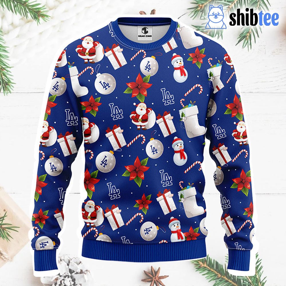 Los Angeles Dodgers Santa Claus Snowman Ugly Christmas Sweater